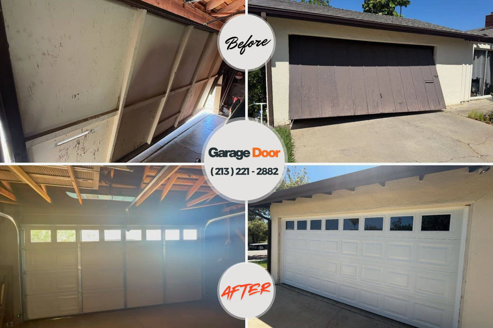 Before and after: garage door repair Milford, PA